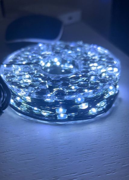 Гирлянда &ldquo;Роса&rdquo; на зелёном проводе от USB теплый белый  2-R20UG фото
