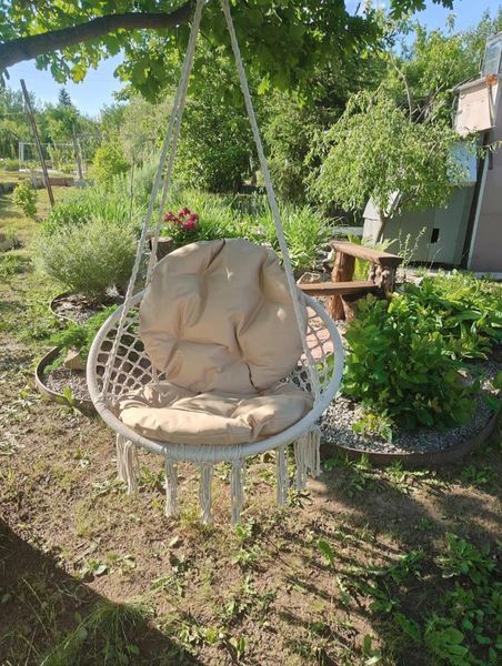 Плетене підвісне крісло-гойдалка чорний колір 1-GB фото