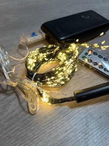 Гірлянда "Хвіст" на зеленому проводі від USB теплий білий 2 м 1-2HZ20 фото